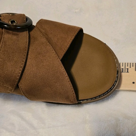 Yellowbox Brown Faux Suede Kasmira Slides Women's Size 10 Used - Picture 8 of 9